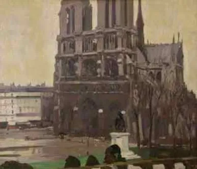 Notre Dame In the Rain  Paris ~1910